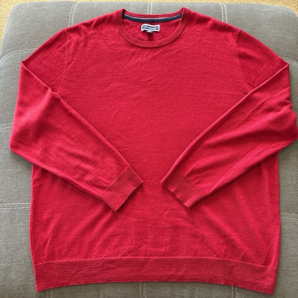 Club Room Men's Red merino wool blend Crewneck Sweater. XXL